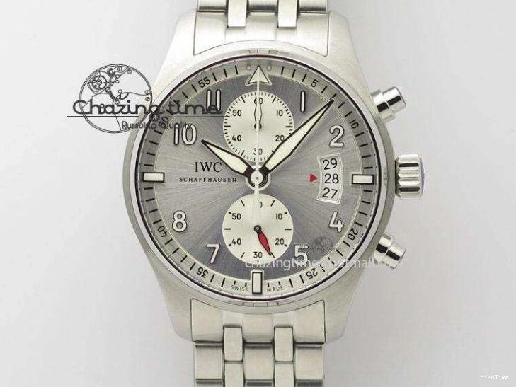 MIROTIME 0315 Pilot Chrono SS IW387809 ZF 1:1 Best Edition Silver Dial On SS Bracelet A Trendsetting 7327